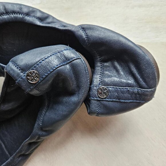 Dark Navy Ballet Flat Rhinestone Bow Size 10 - Picture 2 of 9